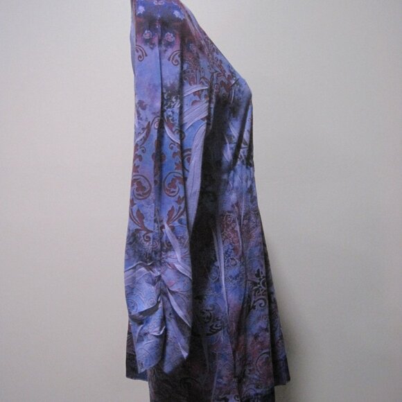 Energe World Wear Womens Shirt Medium Purple Print V Neck Long Sleeve Studded - Picture 5 of 7